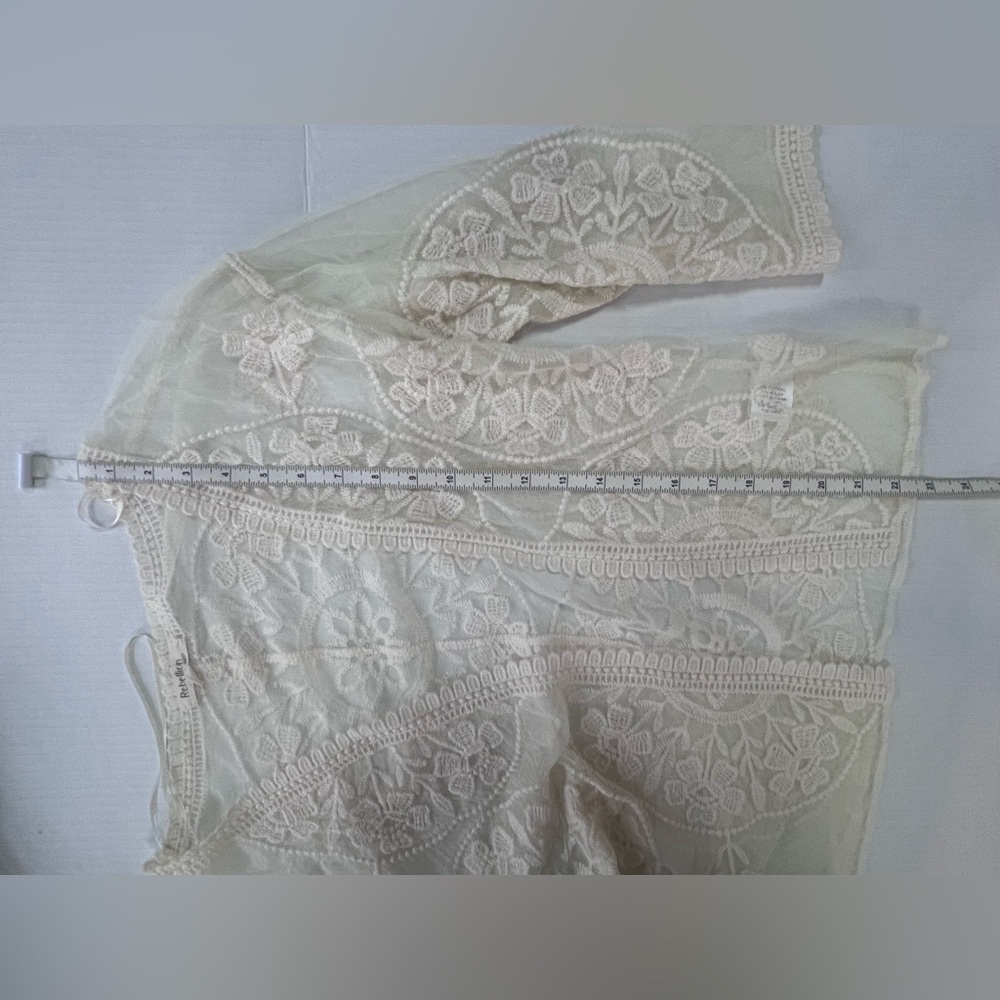 Rebellion Again Mesh & Floral Embroidery Open Cardigan Bed Jacket L - Picture 7 of 8